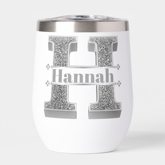 Hイニシャルパーソナライズされたシルバーモノグラムあなたの名前 (正面)