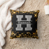 Hイニシャルパーソナライズされたシルバーモノグラムあなたの名前 クッション (ブランケット)
