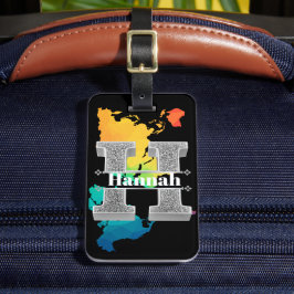 Hイニシャルパーソナライズされたシルバーモノグラムあなたの名前 ラゲッジタグ