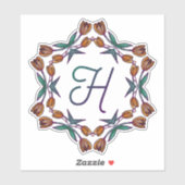 Hイニシャルユニークボホチューリップデコフラワーかわいらしズ シール (シート)