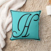 HイニシャルPILLOW – 文字H on Aqua Background クッション (ブランケット)