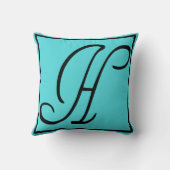 HイニシャルPILLOW – 文字H on Aqua Background クッション (裏面)