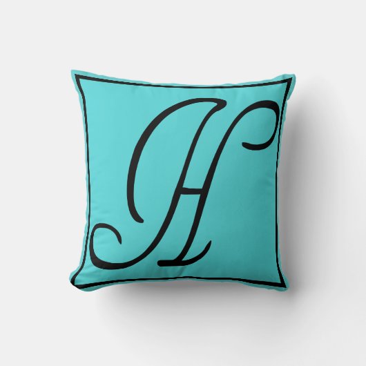 HイニシャルPILLOW – 文字H on Aqua Background クッション (正面)