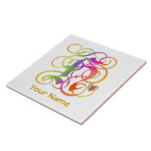 Hモノグラムあなたの名前"ゴシック虹"セラミックタイル タイル (側面)