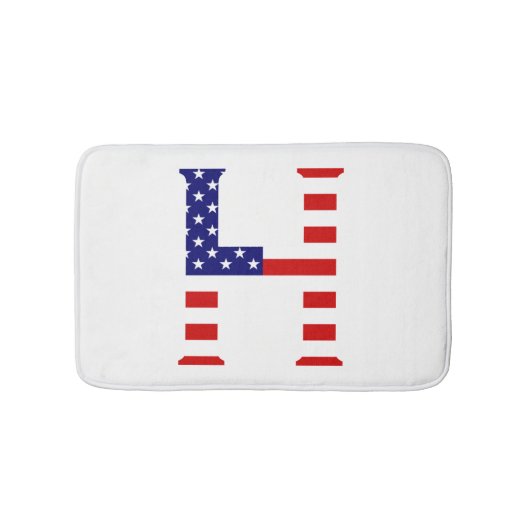 Hモノグラムがアメリカ国旗bmcntにオーバーレイ バスマット (正面)