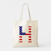 Hモノグラムがアメリカ国旗btcntにオーバーレイ トートバッグ (裏面)