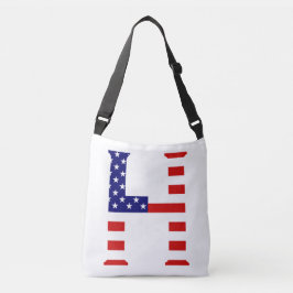 Hモノグラムがアメリカ国旗cbbcntにオーバーレイ クロスボディバッグ