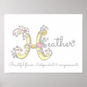 Hモノグラムアートヘザーの女の子の名前の意味ポスター ポスター (正面)