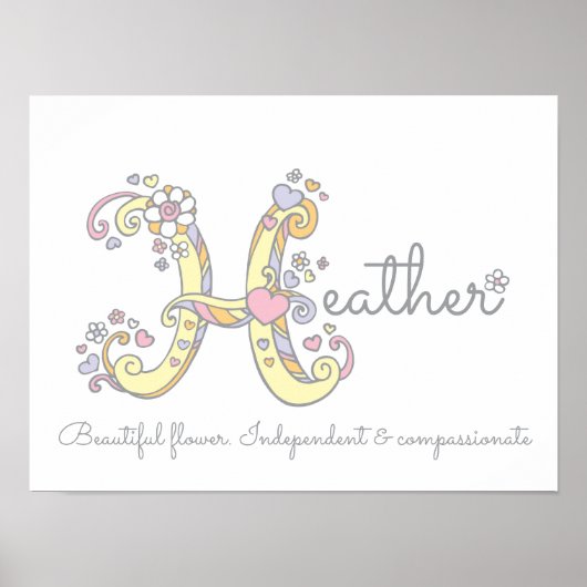 Hモノグラムアートヘザーの女の子の名前の意味ポスター ポスター (正面)