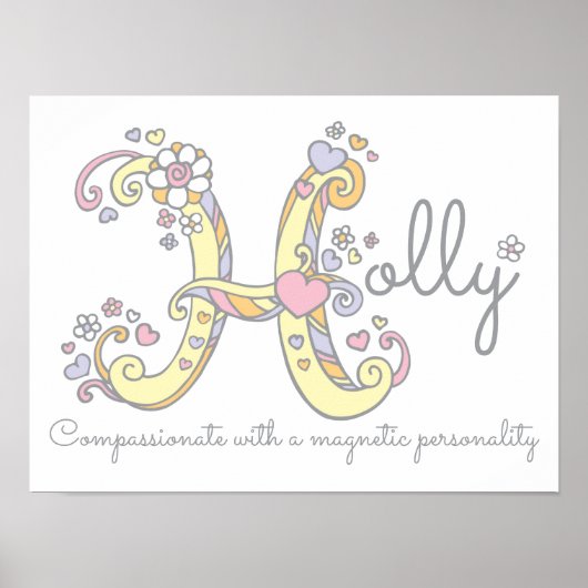 Hモノグラムアート ホリー 女の子の名前 意味 ポスター (正面)