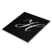 Hモノグラムイニシャルホワイトオンブラック タイル (側面)