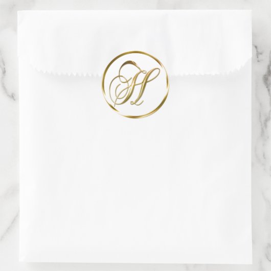 Hモノグラムフェイク金ゴールド封筒又は優位印章 ラウンドシール (バッグ)