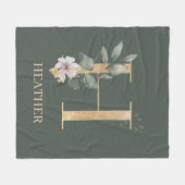 Hモノグラムフローラパーソナライズされたフリースブランケット フリースブランケット (正面(横))