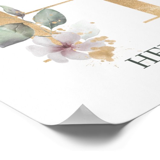 Hモノグラムフローラポスパーソナライズされたター ポスター (角)