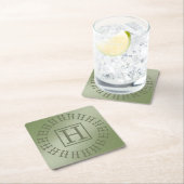 Hモノグラムライトグリーンスクエアコースター スクエアペーパーコースター (インサイチュ)