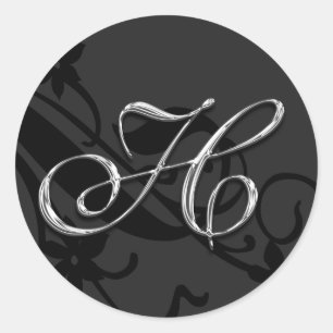 Hモノグラム文字結婚の封筒用シールシール ラウンドシール
