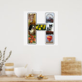 Hモノグラム独自の7カスタム枚フォトコラージュを作成 ポスター (キッチン)