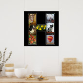 Hモノグラム独自の7フォトコラージブラックを作成 ポスター (キッチン)