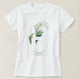 Hモノグラム金ゴールドグリー葉ネリー Tシャツ