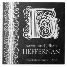Hモノグラム「黒のホワイトレース」結婚のタイル タイル