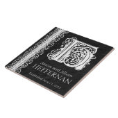 Hモノグラム「黒のホワイトレース」結婚のタイル タイル (側面)