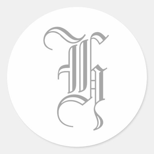 Hレターモノグラムシールグレー旧英語 ラウンドシール (正面)