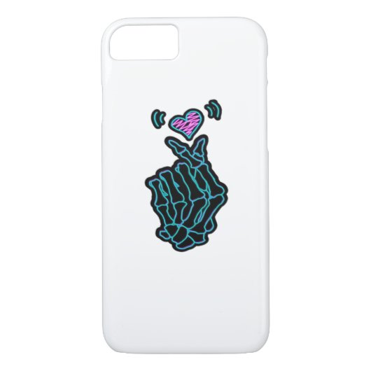 H用のハート信号を持つ美しいスケルトンハンド Case-Mate iPhoneケース (裏面)