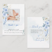 H2ほこりっぽい青の誕生発表シャワーありがとう ノートカード (正面/裏面)