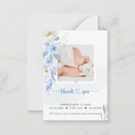 H2ほこりっぽい青の誕生発表シャワーありがとう ノートカード