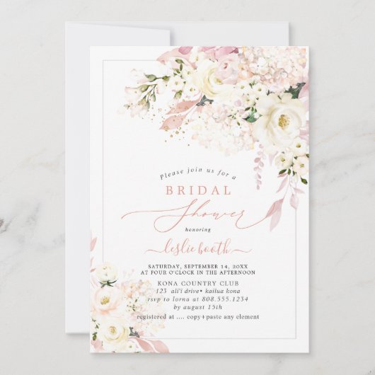 H2クリーミーダスティバラ赤面アジサイ 招待状 (正面)