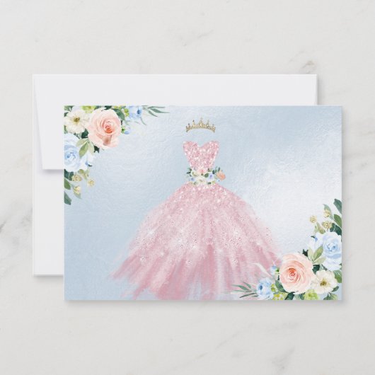 H2ピンクきらめくキンセアニェラドレ救スデート 招待状 (裏面)