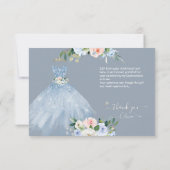 H2ピンクブルーきらめくキンセアニェラドレスサンキュー 招待状 (裏面)