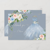 H2ピンクブルーきらめくキンセアニェラドレスサンキュー 招待状 (正面/裏面)