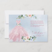 H2ピンクブルーきらめくキンセアニェラドレスサンキュー 招待状 (裏面)