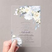 H2ブルーアジサイバラブライダルシャワー アクリル招待状 (インサイチュ (ポータブル))