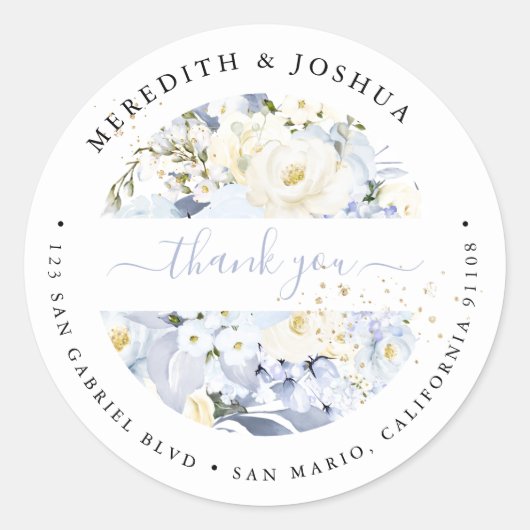 H2ブルーアジサイバラ結婚式の引き出物クラス ラウンドシール (正面)