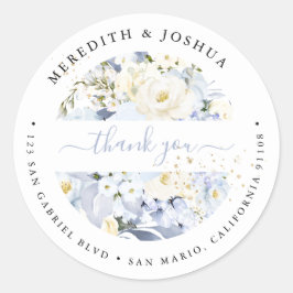 H2ブルーアジサイバラ結婚式の引き出物クラス ラウンドシール