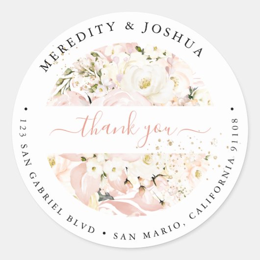 H2赤面あじさいクリームバラ結婚式の引き出物 ラウンドシール (正面)