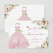 H2 ピンクのスパークリング・キンチェアネラドレス　保存日 招待状 (正面/裏面)