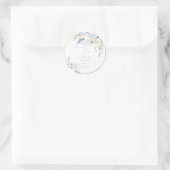 H2 ブルーのハイドランジアとクリーム色のローズのブライダルシャワー ラウンドシール (バッグ)