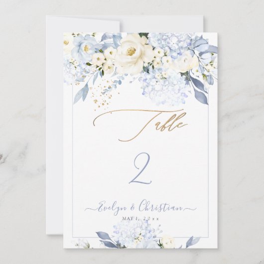 H2 ブルー ハイドレンジア クリーム ローズ テーブル No. 招待状 (正面)