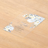 H2 Blue Hydrangea Cream Roses Brunch Bubbly  アクリル招待状 (レイダウン)