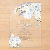 H2 Blue Hydrangea Cream Roses Brunch Bubbly  アクリル招待状 (正面)