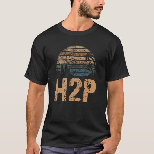 H2Pヴィンテージ日没動揺して Tシャツ (正面)