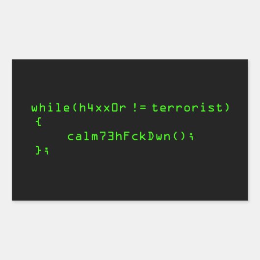 h4xx0r !=テロリスト 長方形シール (正面)