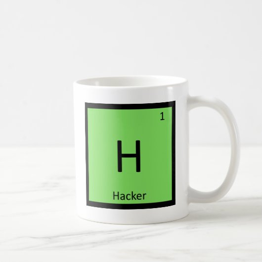 H – ハッカーコンピュータ化学周期表 コーヒーマグカップ (右)