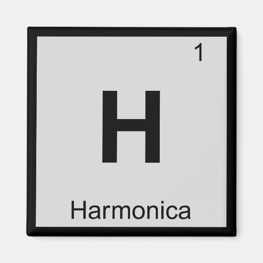 H - ハーモニカ 音楽 化学周期表 マグネット (正面)