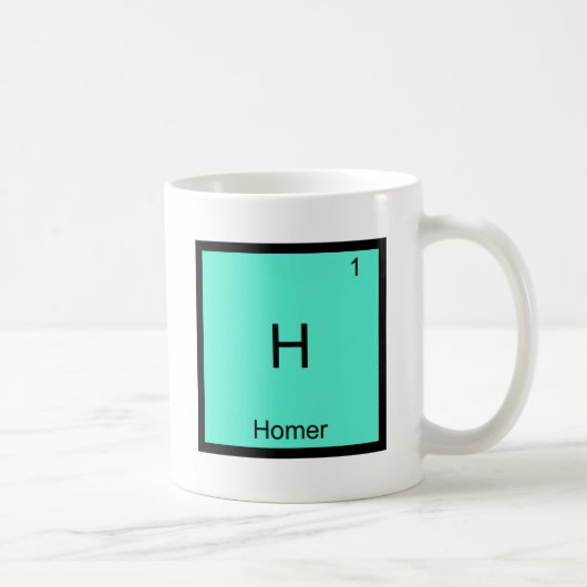 H -ホーマーおもしろいな化学要素の記号のTシャツ コーヒーマグカップ (右)