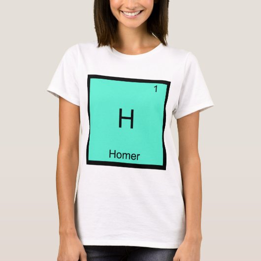H - ホーマー おもしろ 化学 元素記号 Tシャツ (正面)