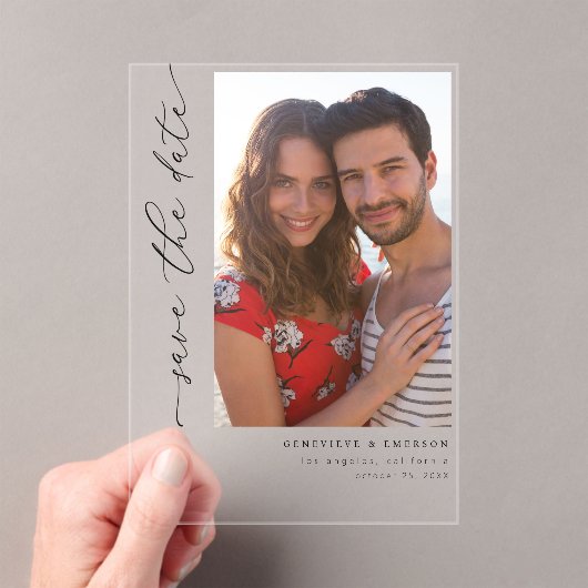 H モダン 2シンプル写真Save the Date アクリル招待状 (インサイチュ (ポータブル))